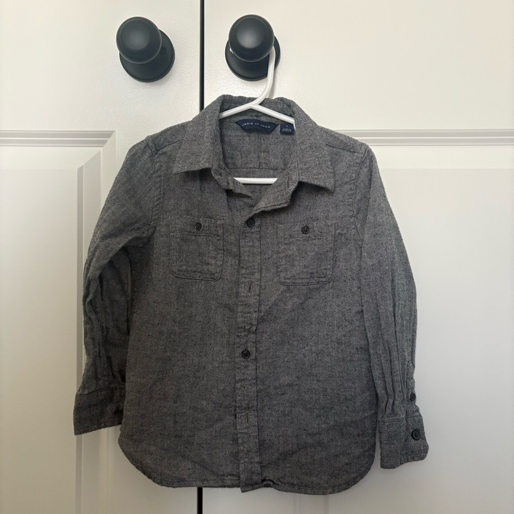 Janie and Jack Gray Button-Up Shirt